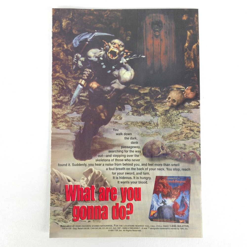 Dungeons and Dragons Promo Ad 1995 Vintage RPG Fantasy Artwork Goblin Print Art